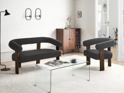 Sofa 2 personers ILBRO Boucle Sort/ mørkebrun