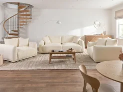 Sofa 3 personers JUBEK Boucle Cremehvid