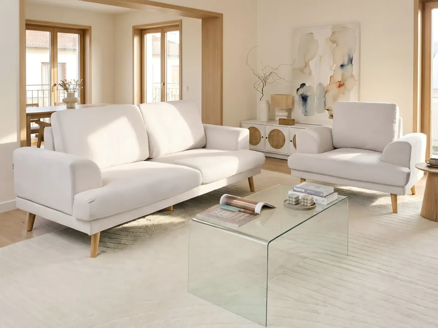 Sofa 3 personers KILDAL Lys Beige