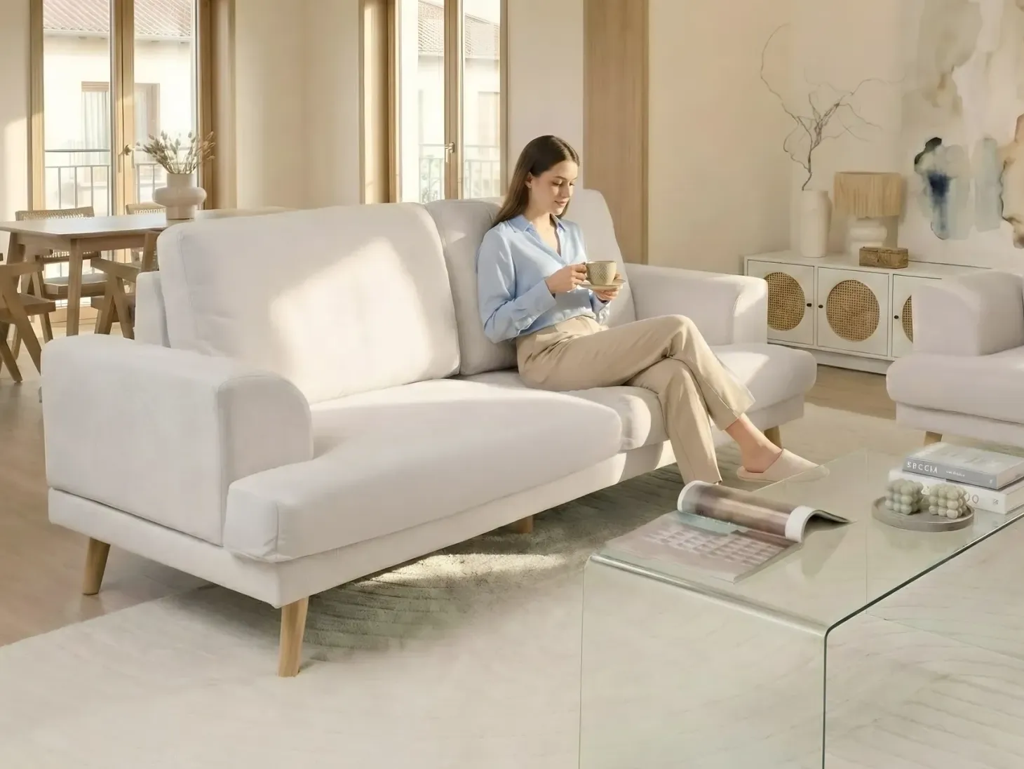 Sofa 3 personers KILDAL Lys Beige