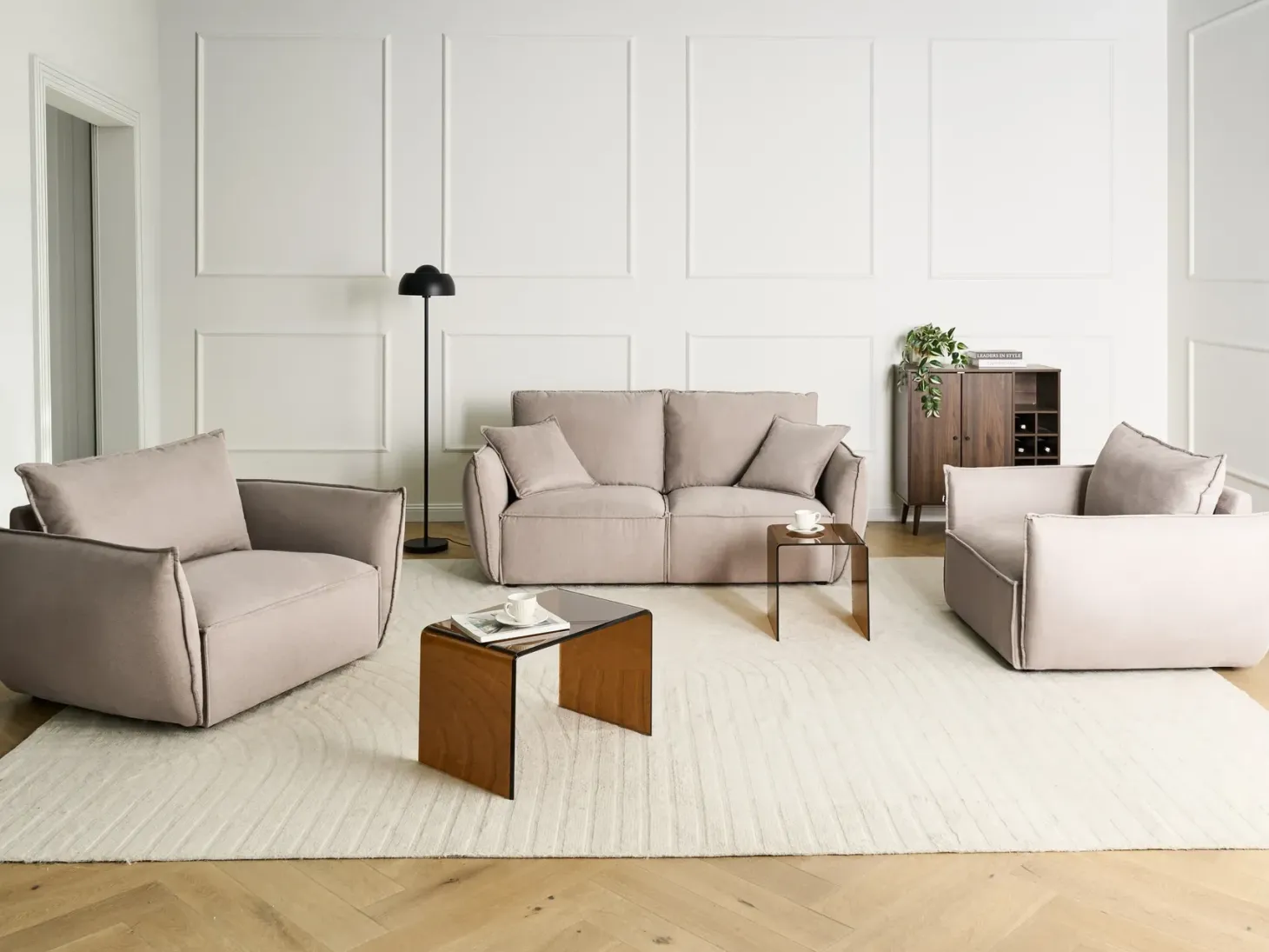 Sofa 3 personers KUNES Brungrå