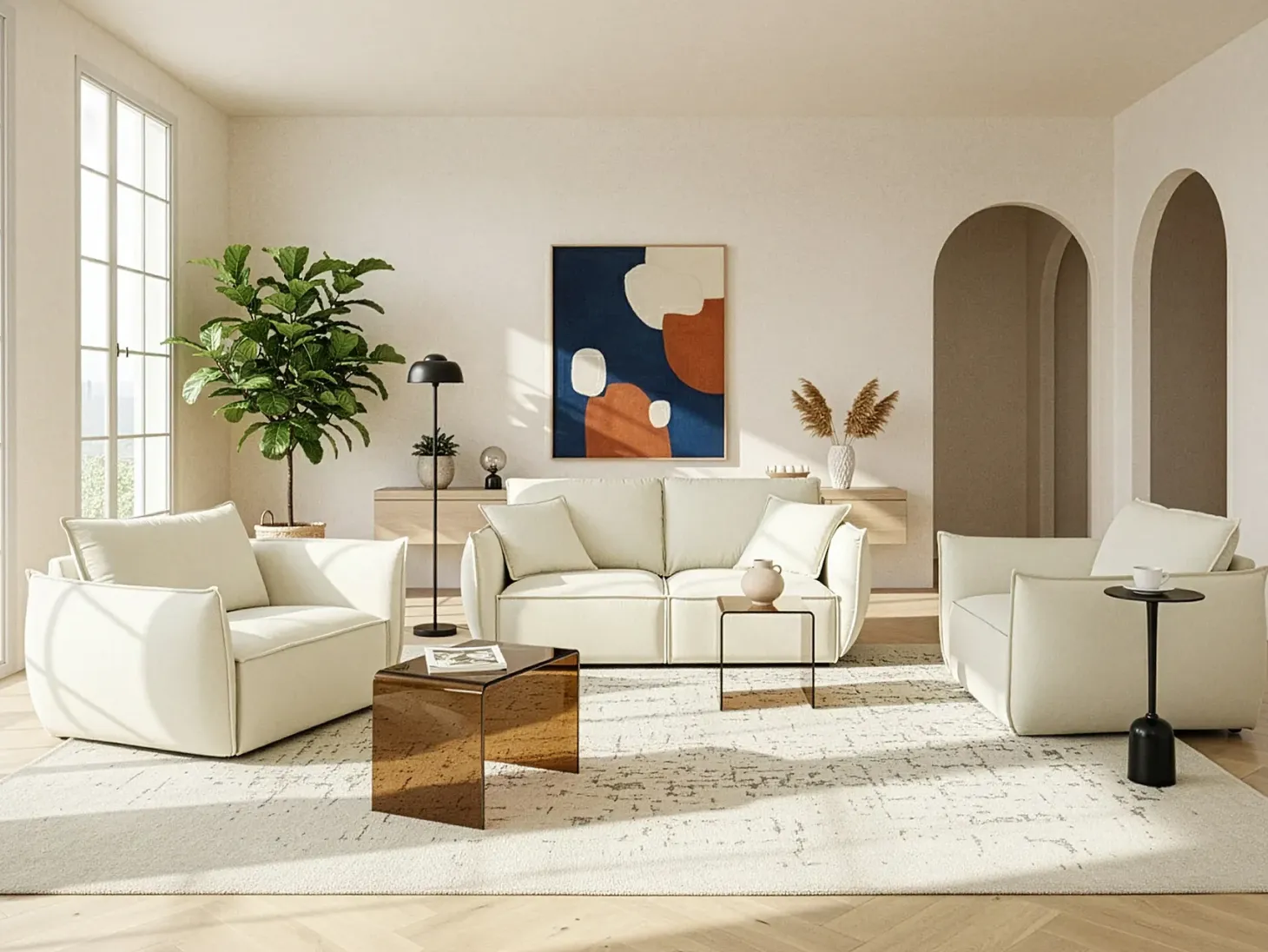 Sofa 3 personers KUNES Lys Beige
