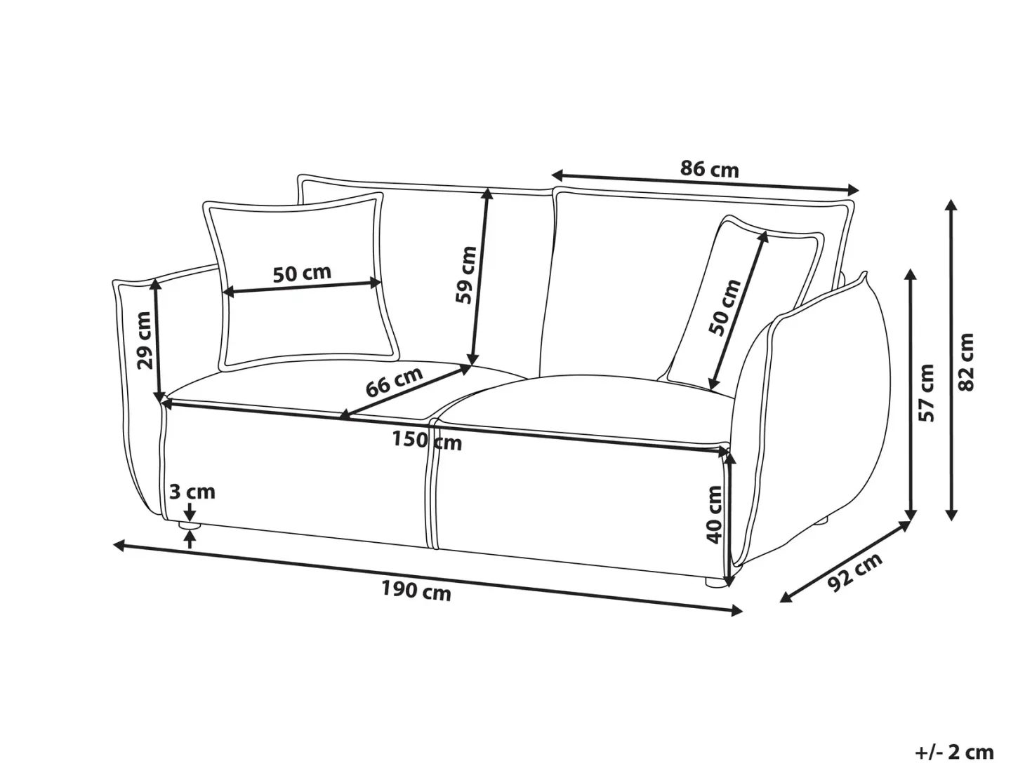Sofa 3 personers KUNES Lys Beige