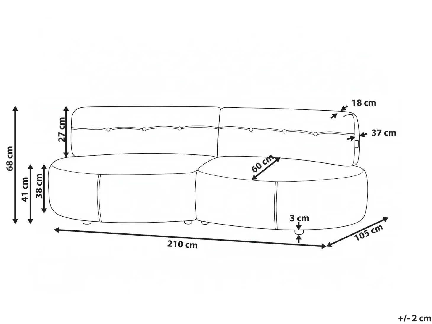 Sofa 3 personers LAERDAL Velour Brungrå