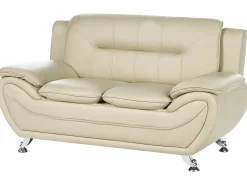 Sofa 2 personers LEIRA Kunstlæder Beige