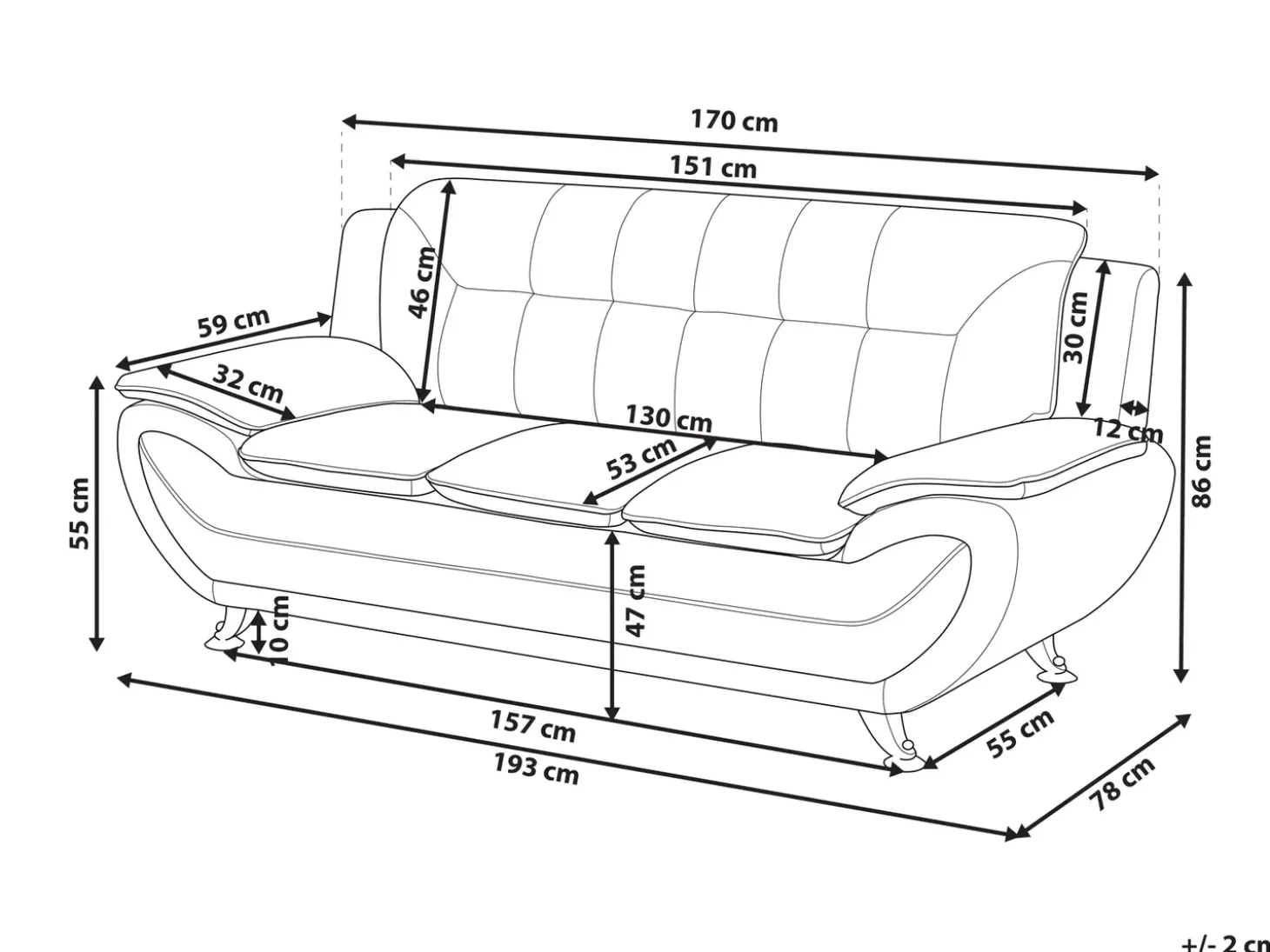 Sofa 3 personers LEIRA Kunstlæder Beige