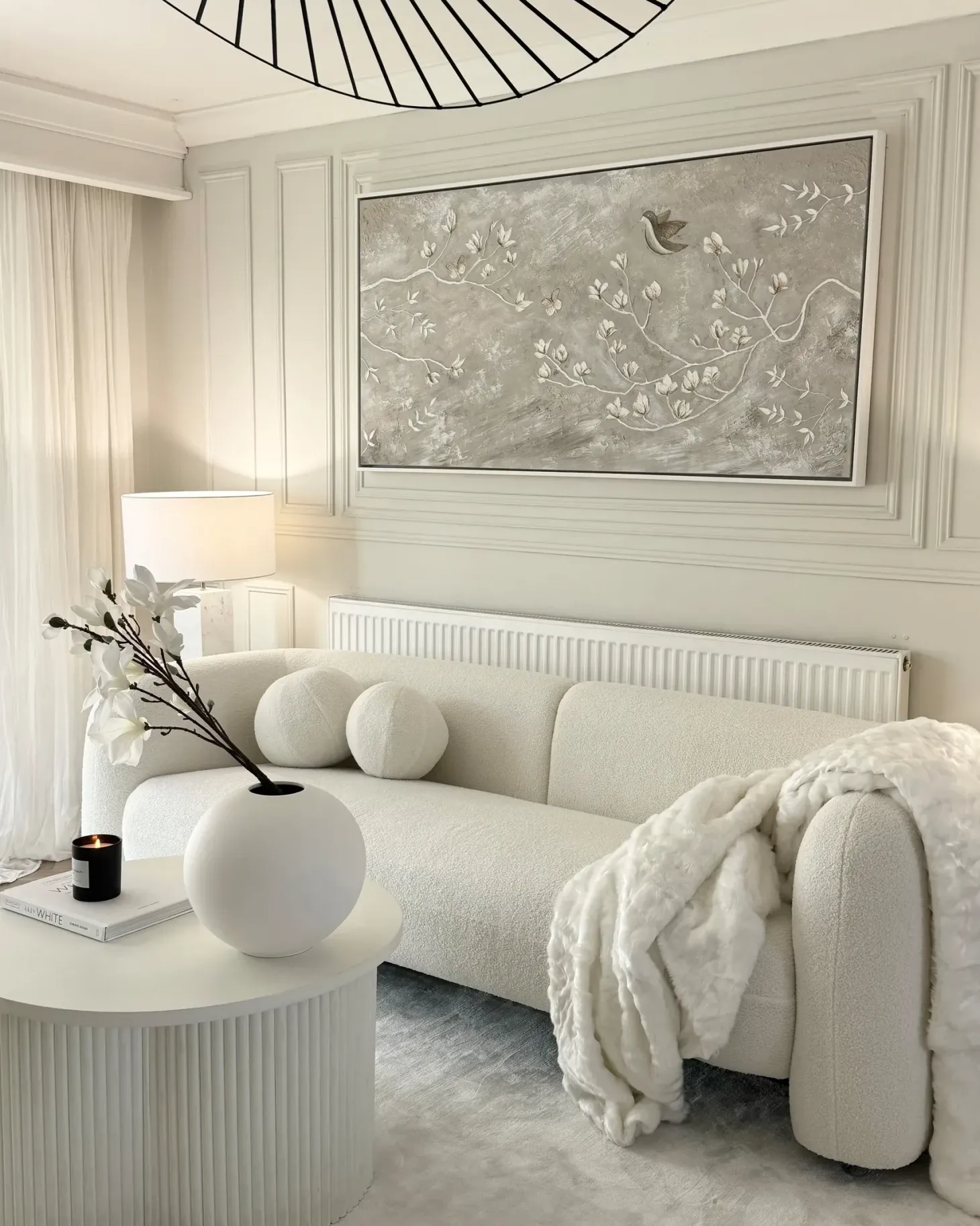 Sofa 3 personers LEIREN Boucle Hvid