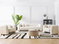Sofa 3 personers LEIREN Boucle Hvid