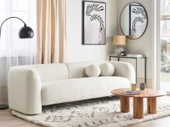 Sofa 3 personers LEIREN Boucle Hvid
