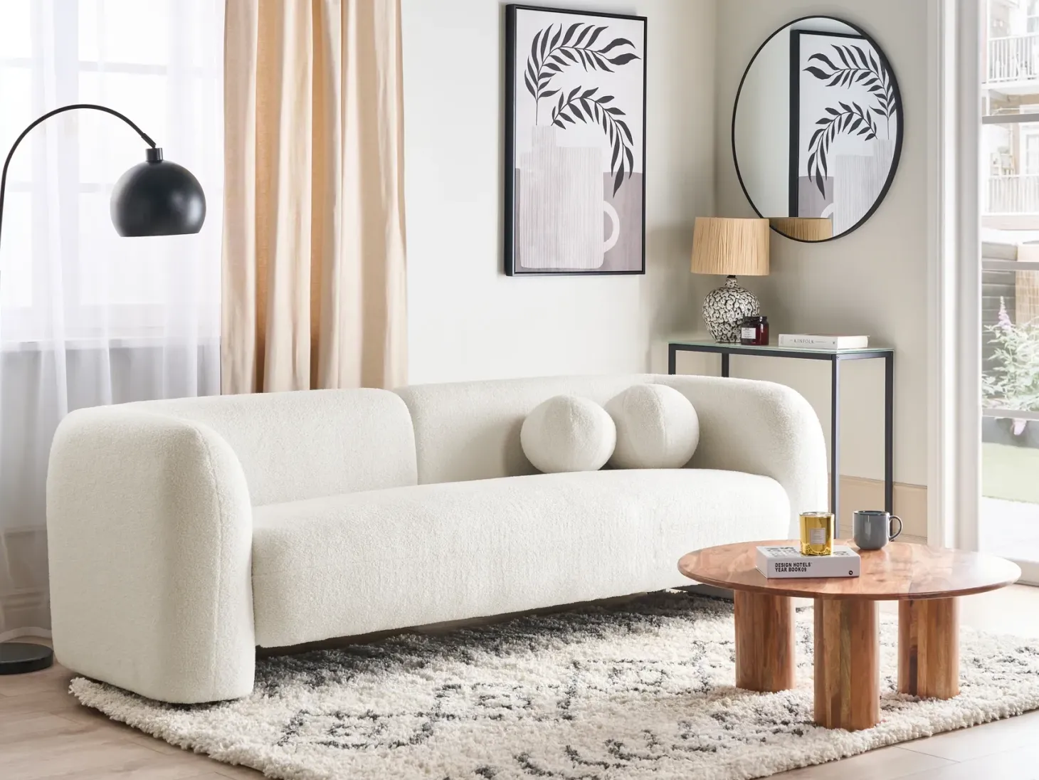 Sofa 3 personers LEIREN Boucle Hvid