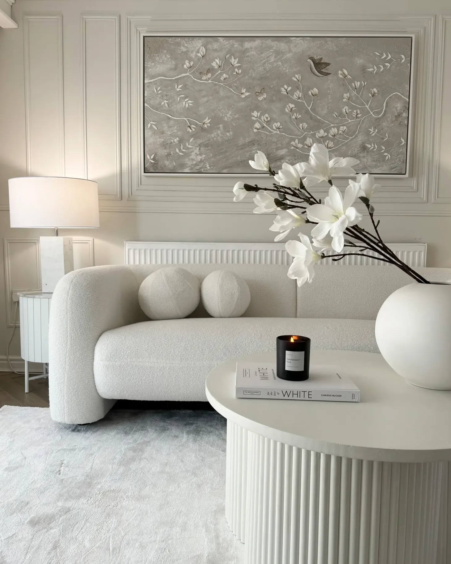 Sofa 3 personers LEIREN Boucle Hvid