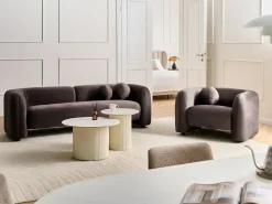 Sofa 3 personers LEIREN Velour Mørkebrun