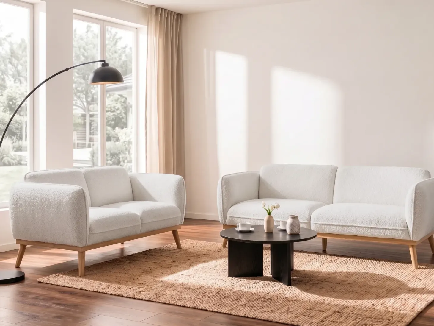 Sofa 2 personers LJUNG Boucle Hvid