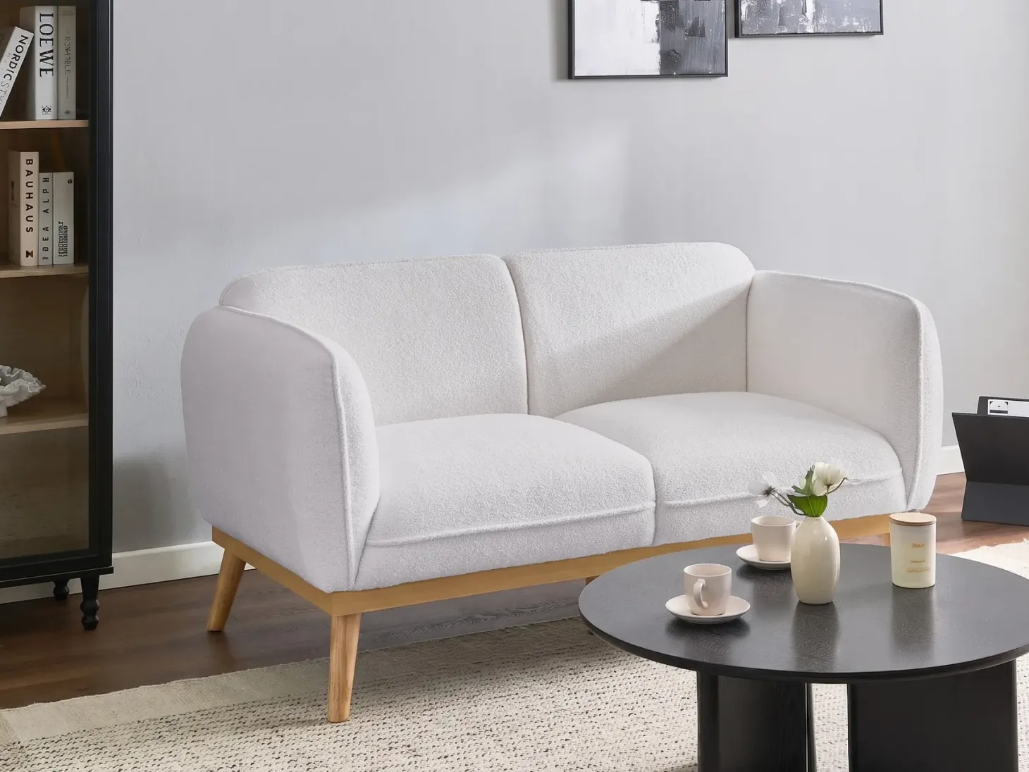Sofa 2 personers LJUNG Boucle Hvid