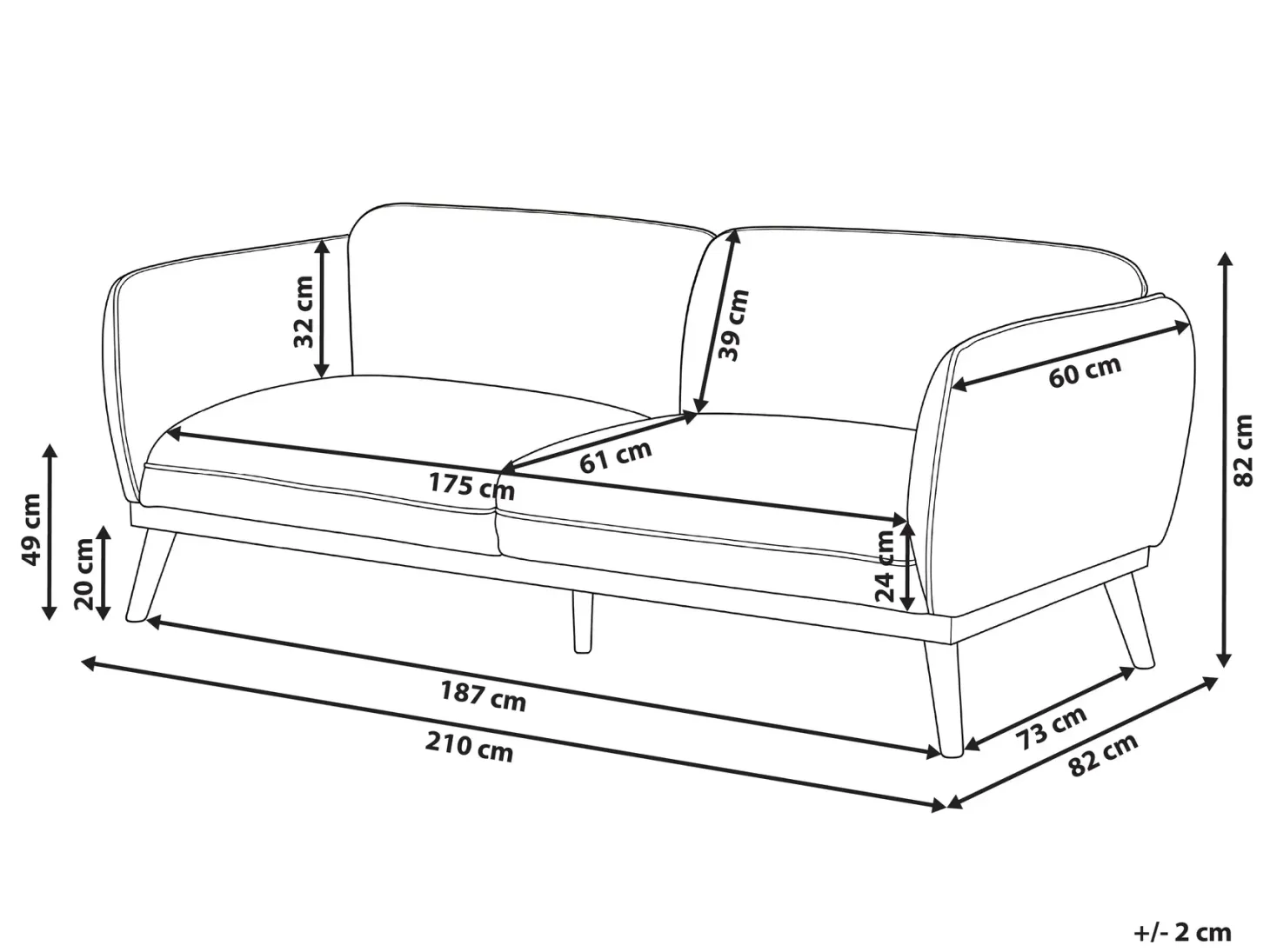Sofa 3 personers LJUNG Lysebrun