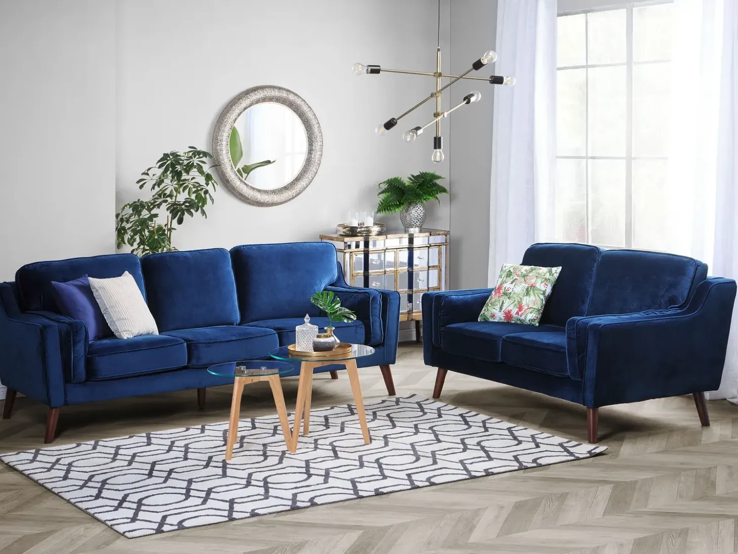 Sofa 3 personers LOKKA Velour Navy Blå