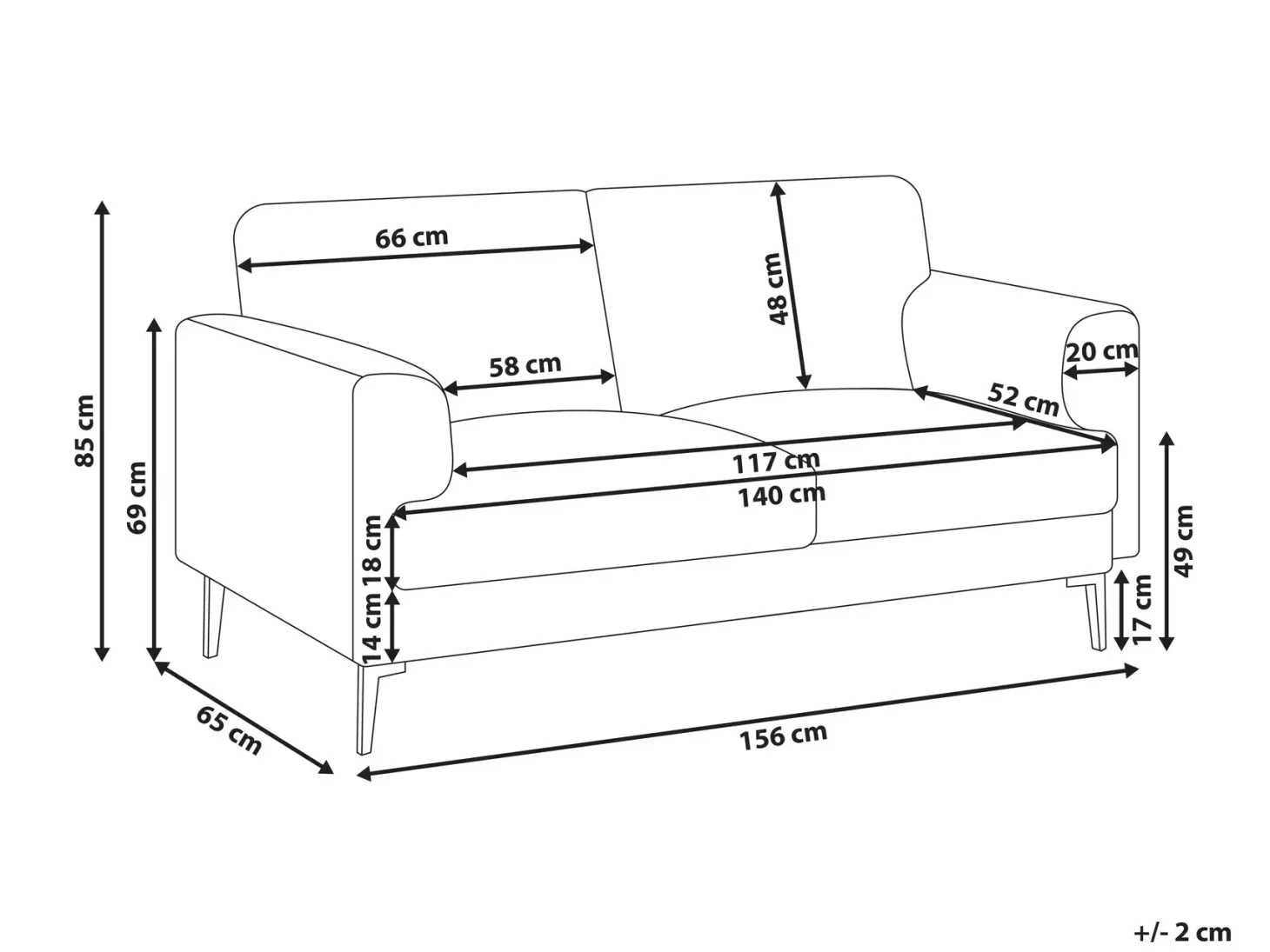 Sofa 2 personers LOUSTO Brun