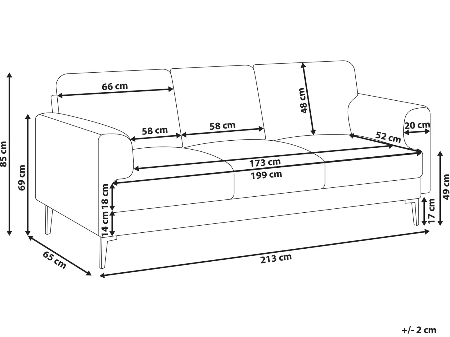 Sofa 3 personers LOUSTO Lys Beige