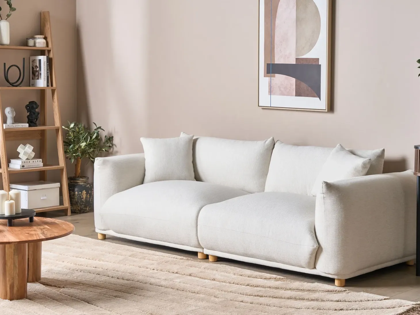 Sofa 3 personers LUVOS Cremehvid