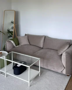 Sofa 3 personers LUVOS Velour Brungrå