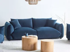 Sofa 3 personers LUVOS Velour Mørkeblå
