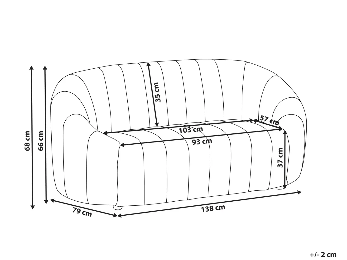 Sofa 2 personers MALUNG Velour Beige