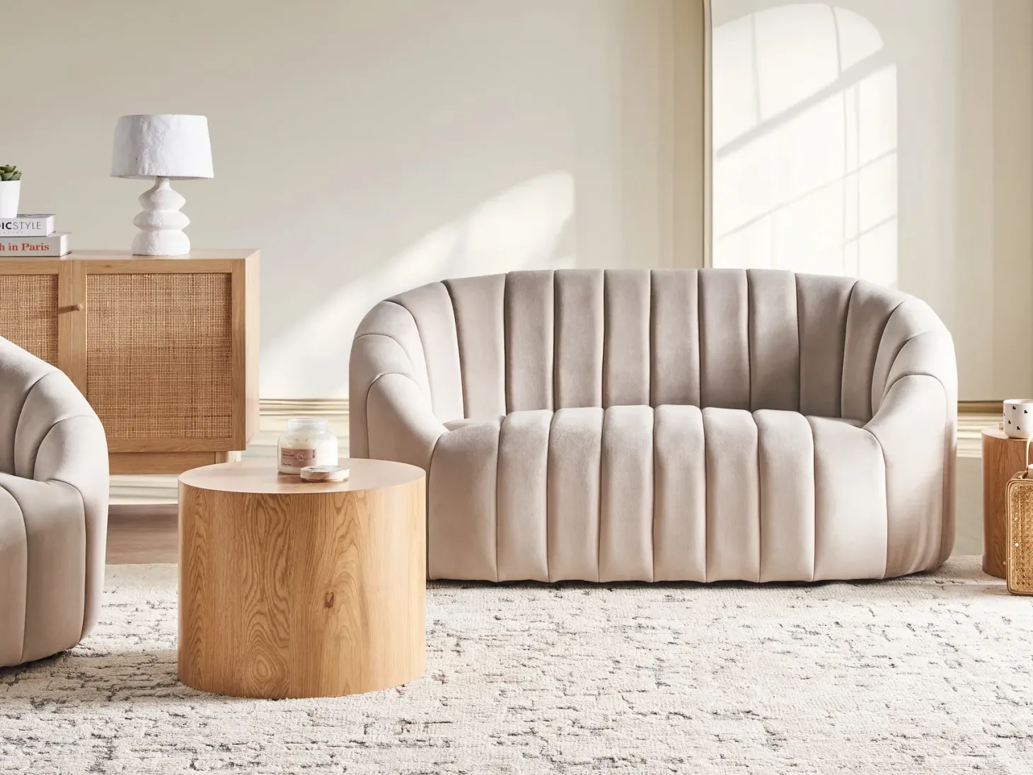 Sofa 2 personers MALUNG Velour Beige