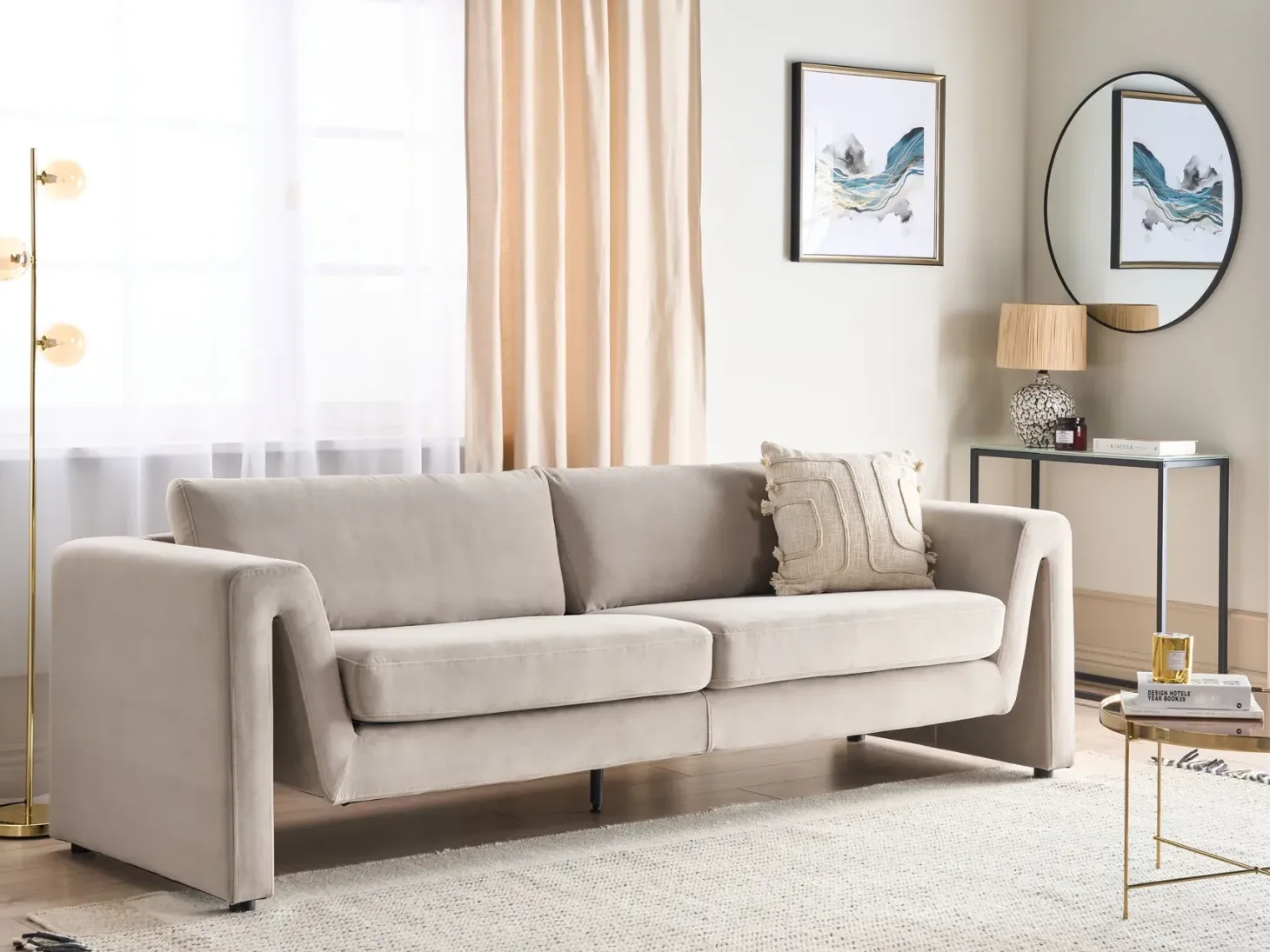 Sofa 3 personers MAUNU Velour Brungrå