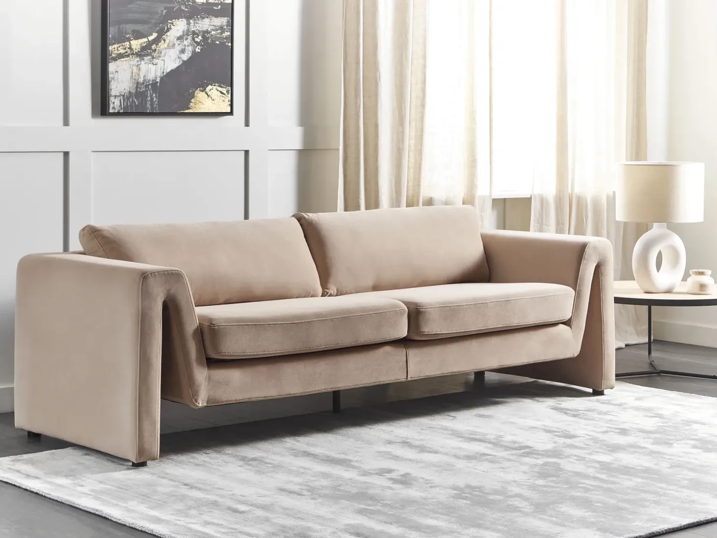 Sofa 3 personers MAUNU Velour Sand Beige