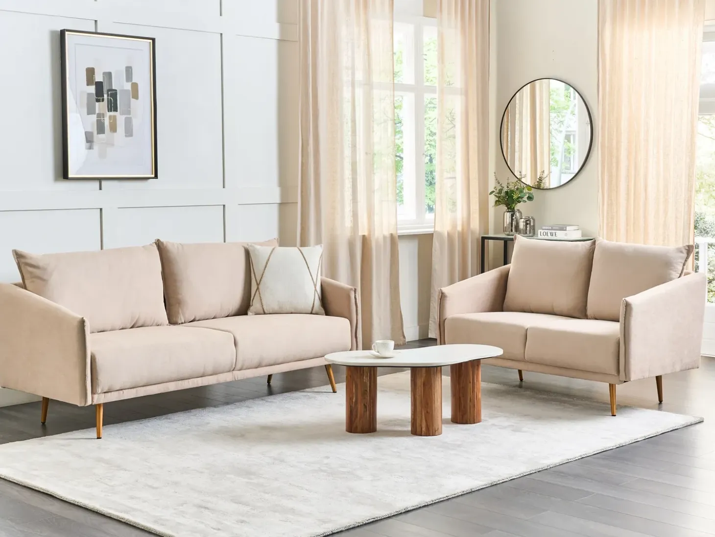 Sofa 2 personers MAURA Velour Beige