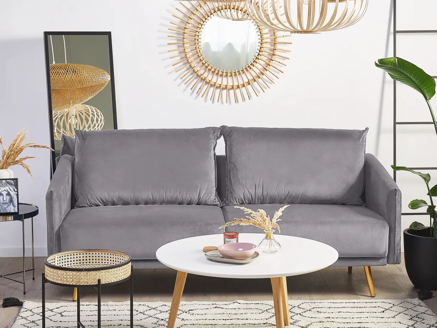 Sofa 3 personers MAURA Velour Grå