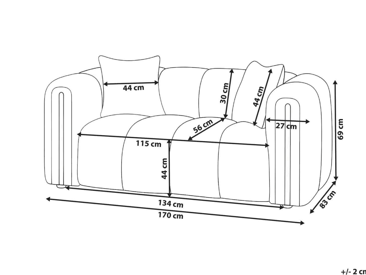 Sofa 2 personers MORSIL Boucle Cremehvid