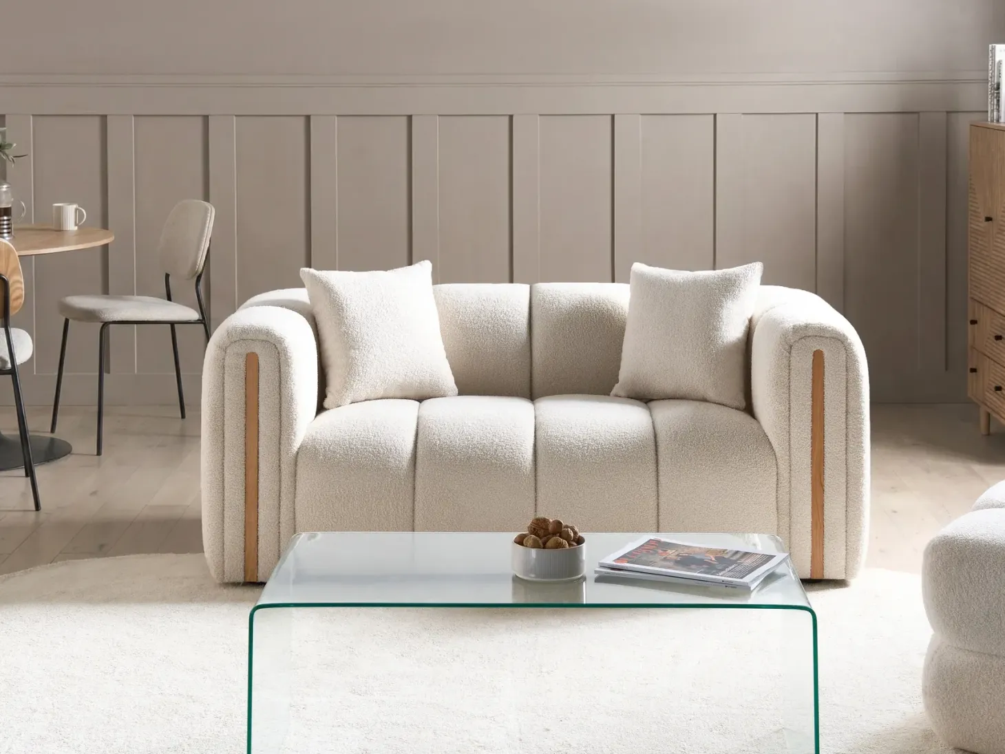 Sofa 2 personers MORSIL Boucle Cremehvid