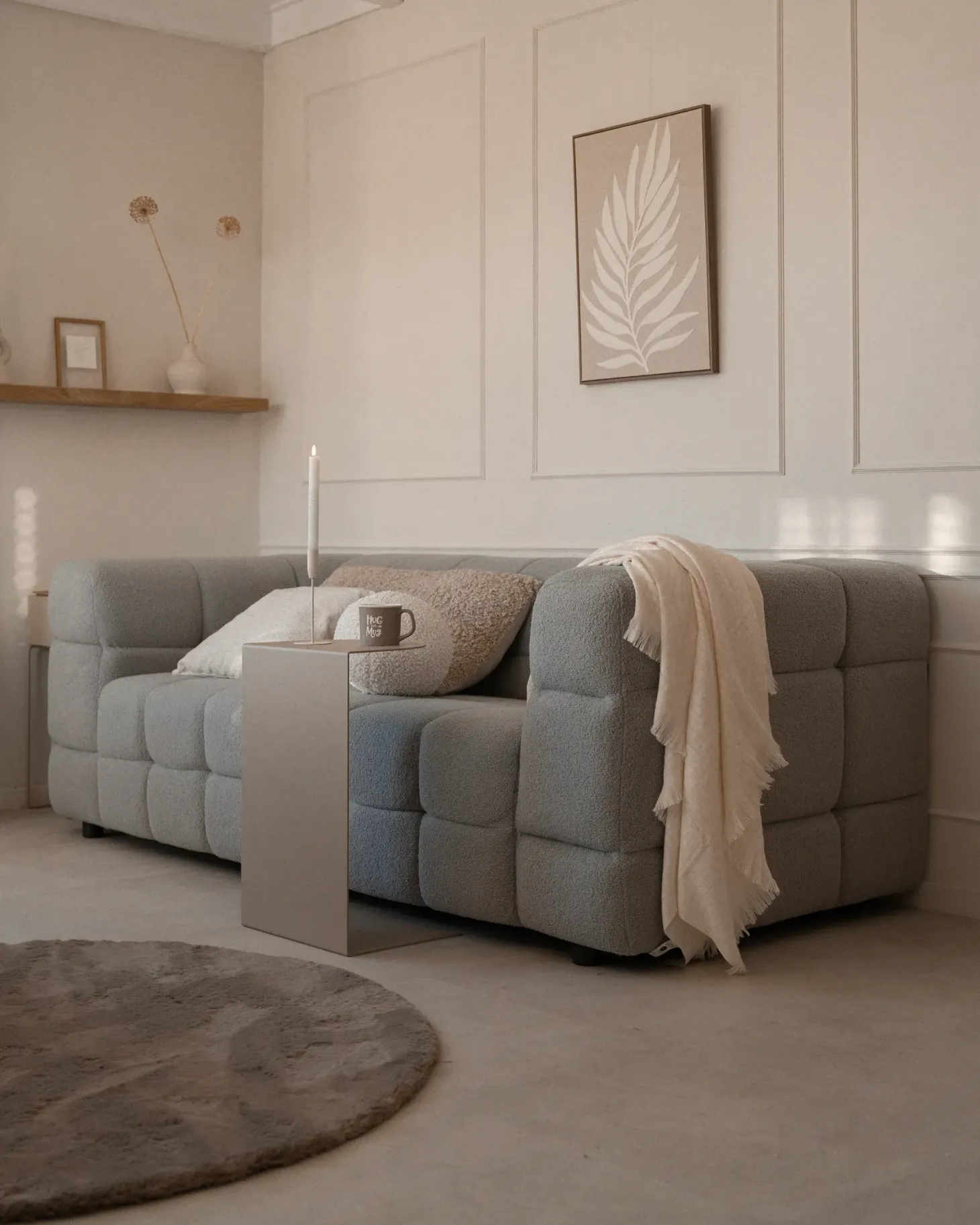 Sofa 3 personers MULLOLA Boucle Grå