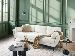 Sofa 4 personers NENOLA Boucle Cremehvid