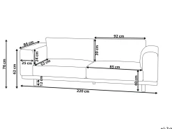Sofa 3 personers NIVALA Fløjl Beige