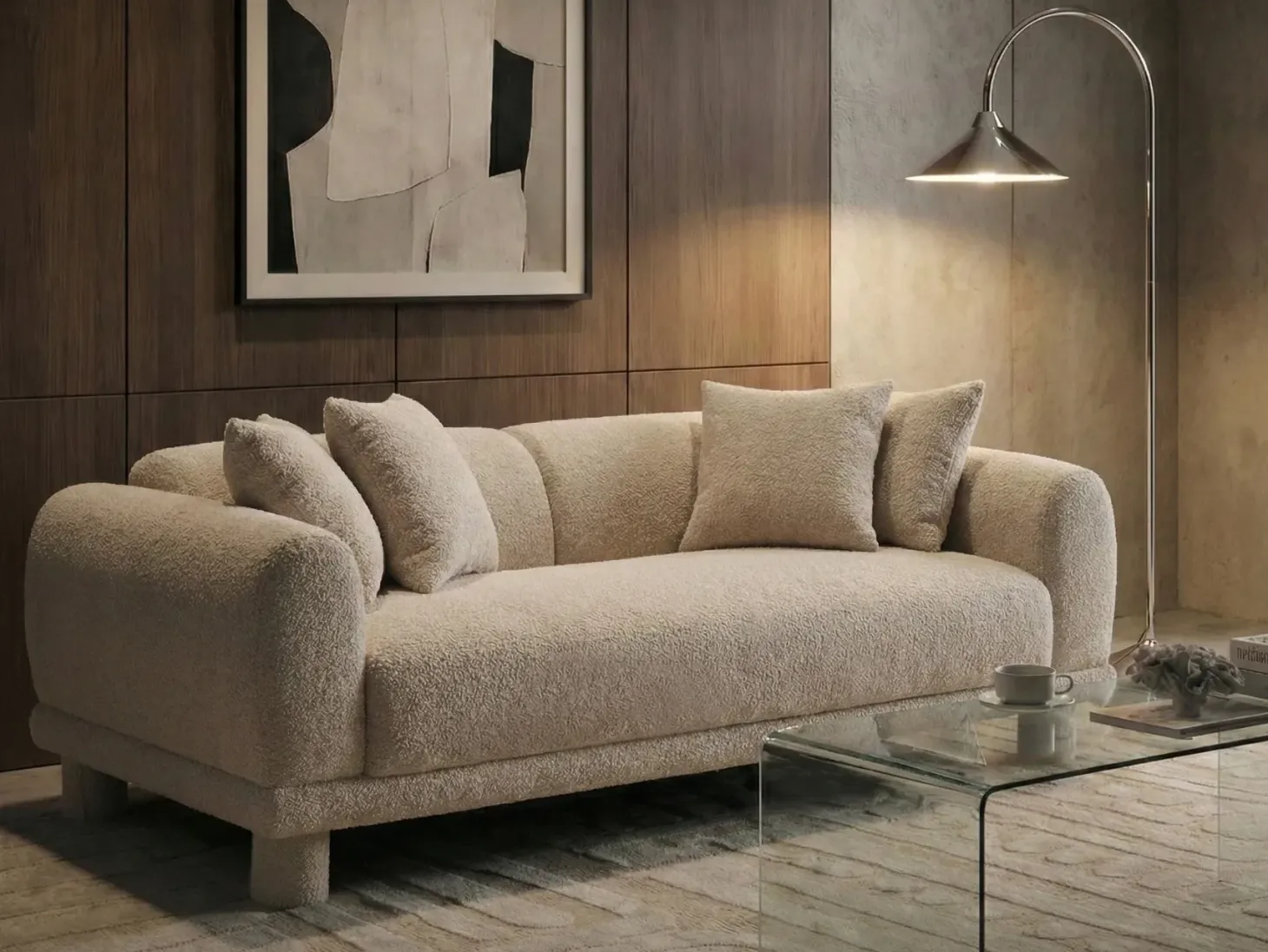Sofa 3 personers PORI Boucle Beige