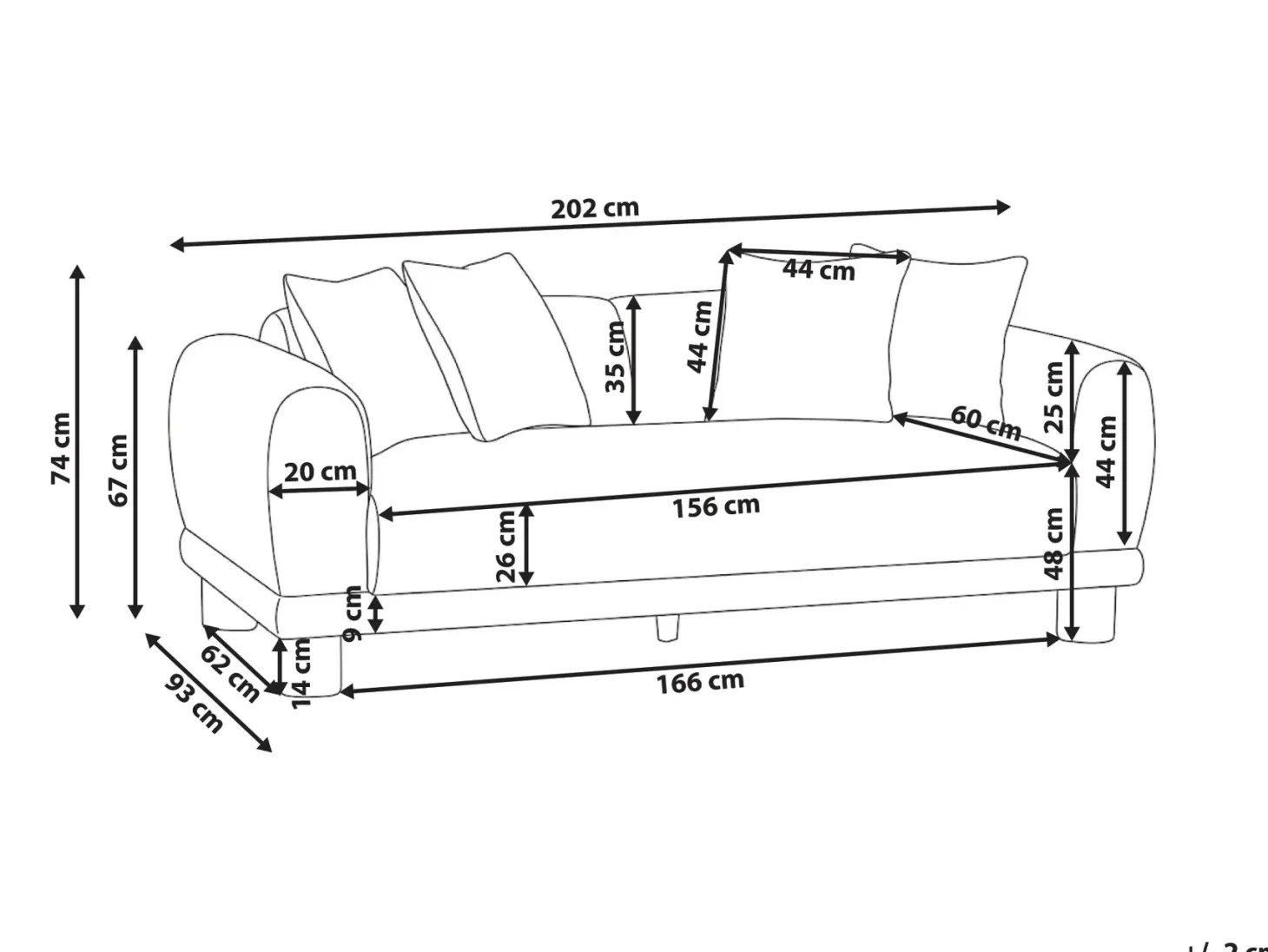 Sofa 3 personers PORI Boucle Beige
