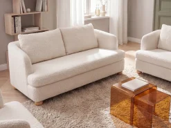 Sofa 3 personers RATTVIK Boucle Cremehvid