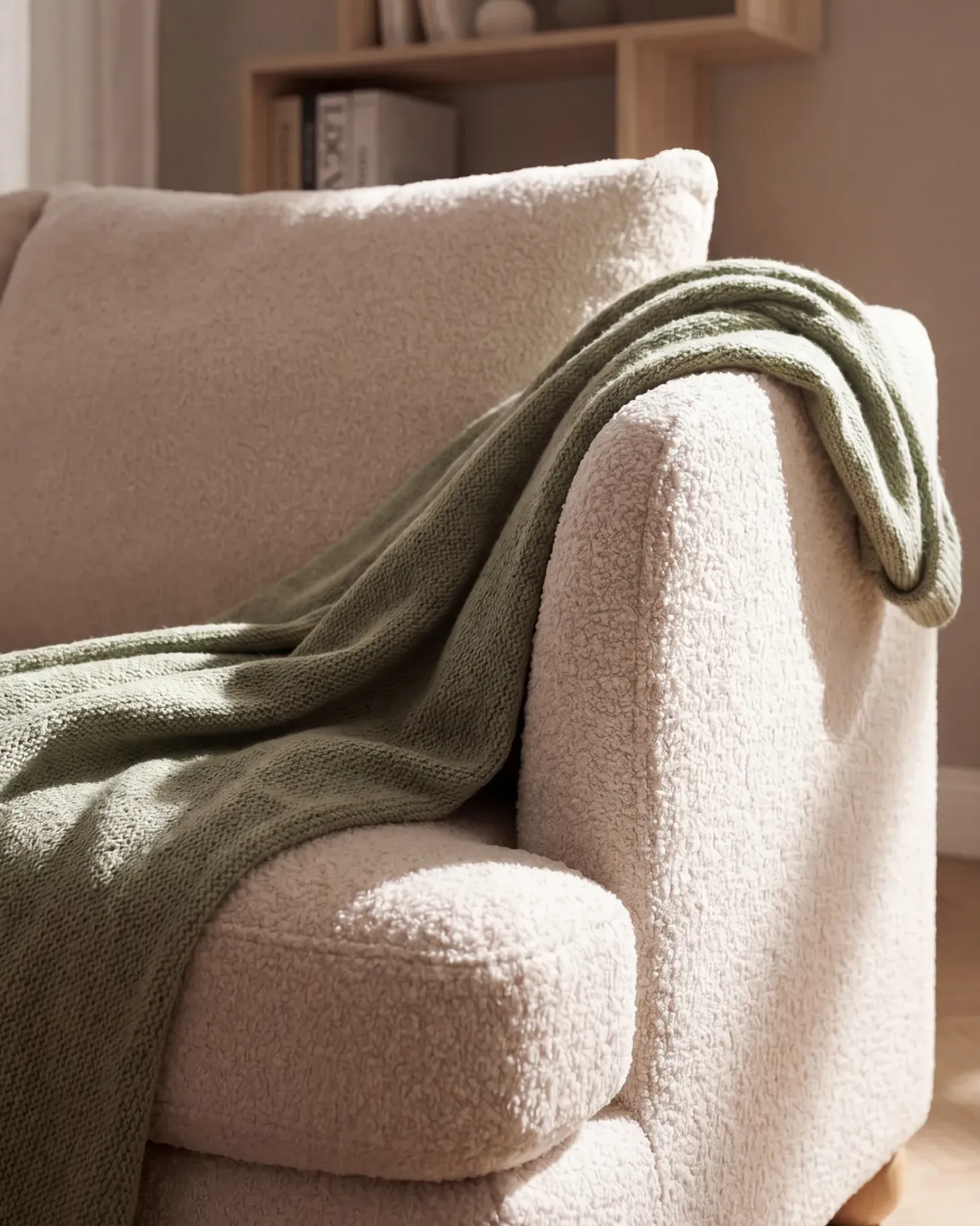 Sofa 3 personers RATTVIK Boucle Cremehvid