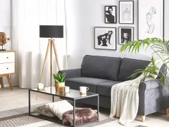 Sofa 3 personers RONNEBY Velour Mørkegrå
