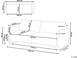 Sofa 3 personers SALAND Grå