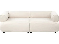 Sofa 3 personers SALLA Boucle Cremehvid med fodskammel