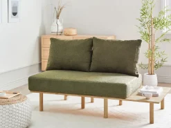 Sofa 2 personers SALO Boucle Mørkegrøn med sofabord