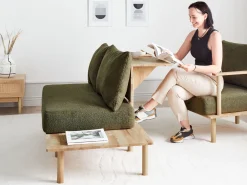 Sofa 2 personers SALO Boucle Mørkegrøn med sofabord