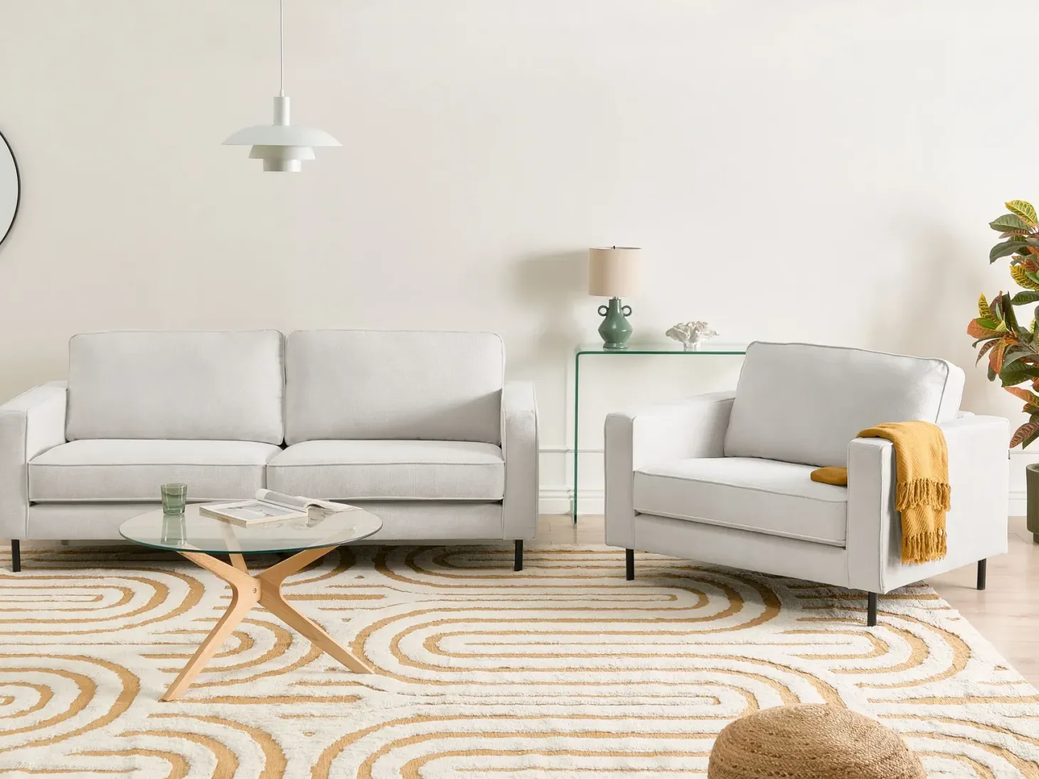 Sofa 3 personers SAVALEN Cremehvid