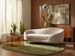 Sofa 2 personers SAVAR Velour Lys Beige