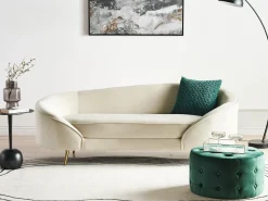 Sofa 2 personers SAVAR Velour Lys Beige