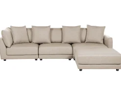 Sofa 3 personers SIGTUNA Beige med fodskammel