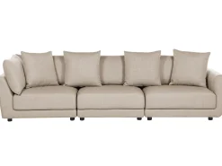 Sofa 3 personers SIGTUNA Beige med fodskammel